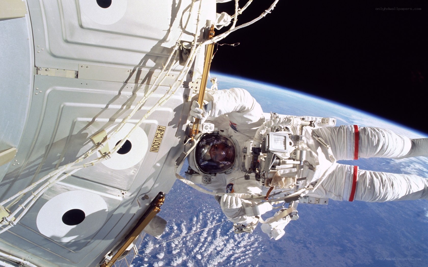 Astronaut performing spacewalk