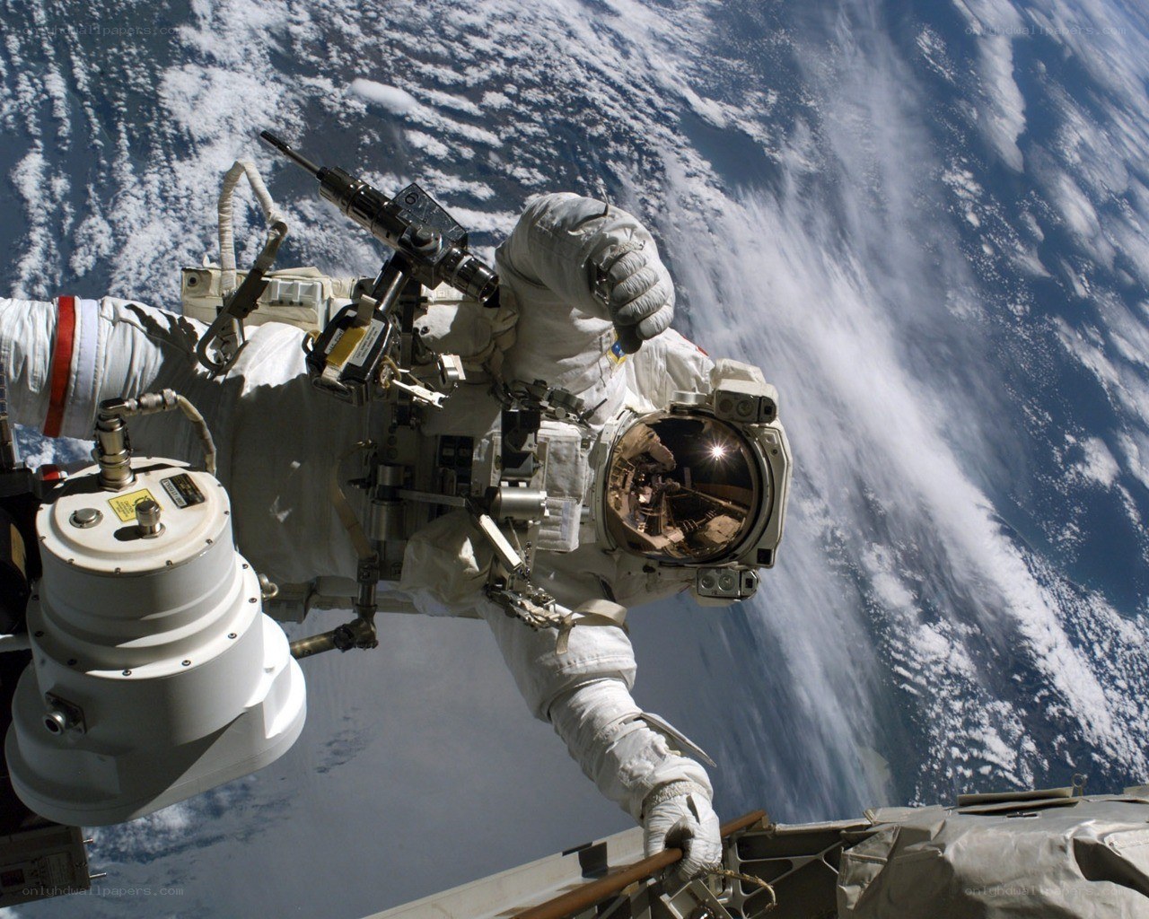 Astronaut performing spacewalk