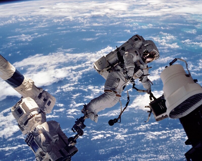 Astronaut performing spacewalk