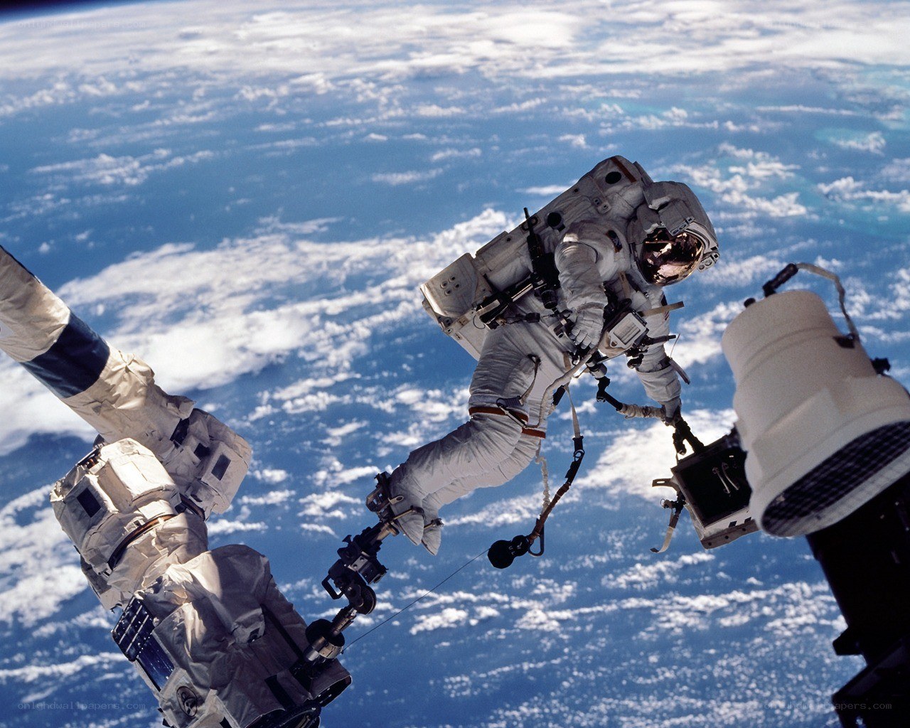 Astronaut performing spacewalk