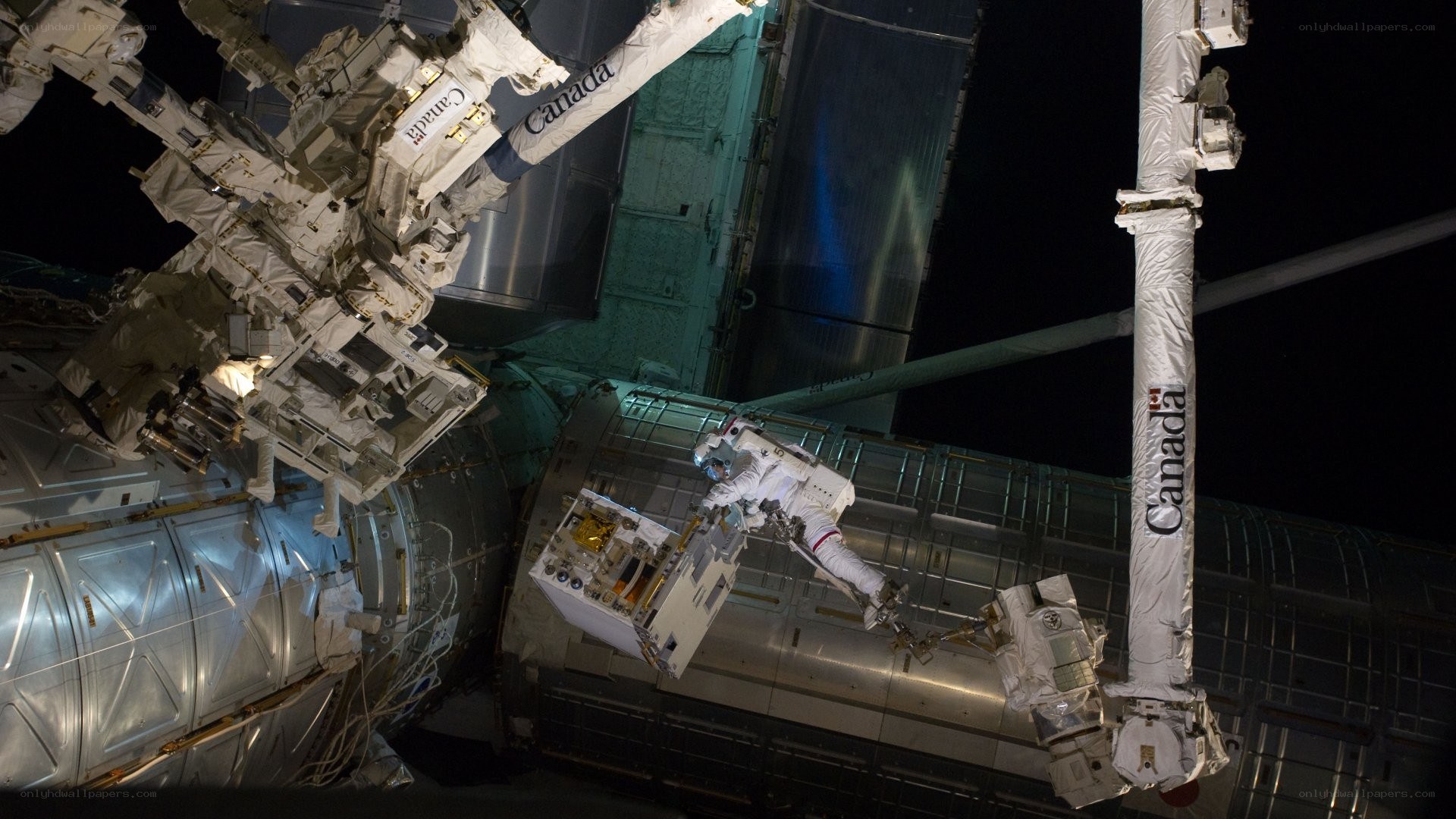 Astronaut performing spacewalk