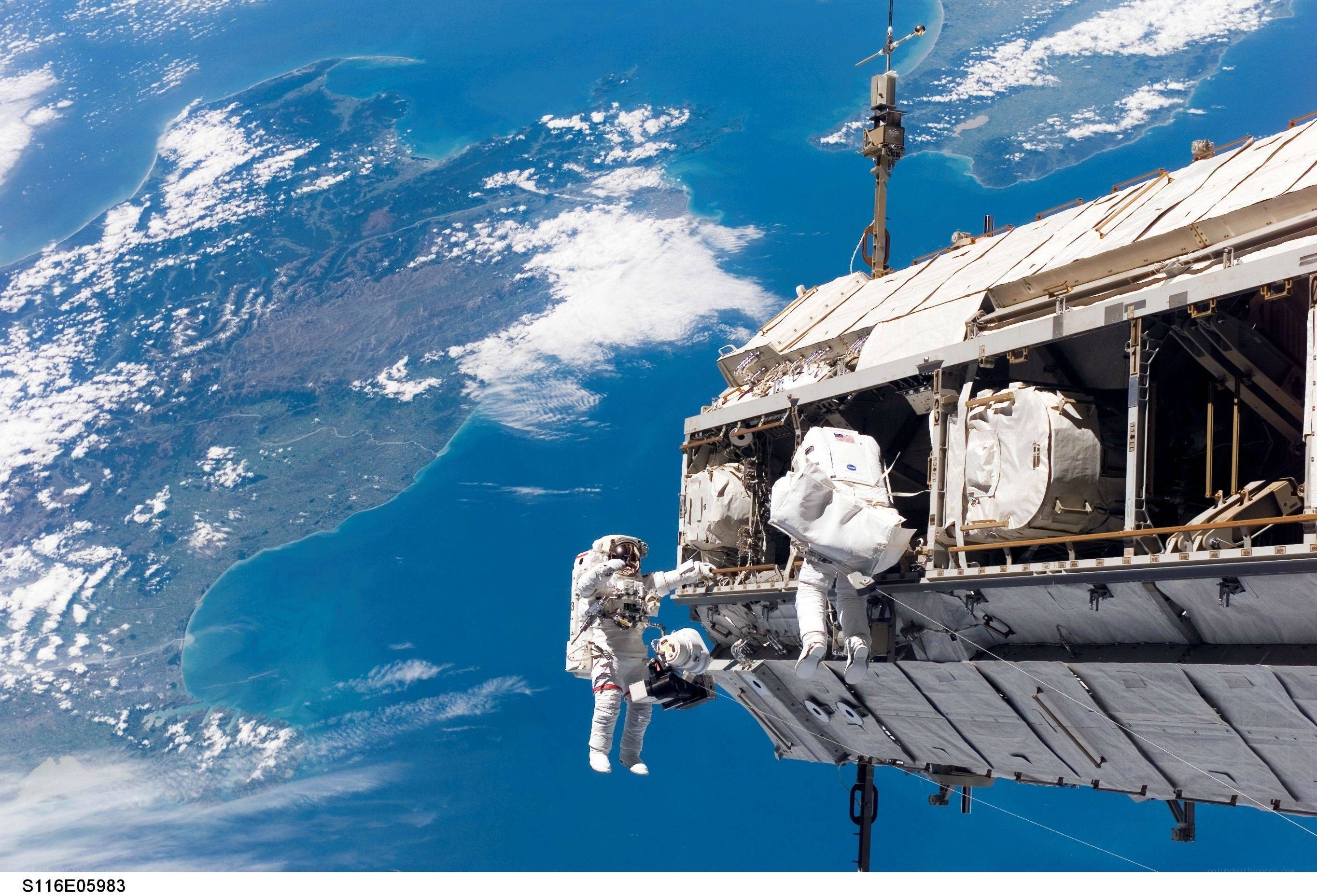 Astronaut performing spacewalk