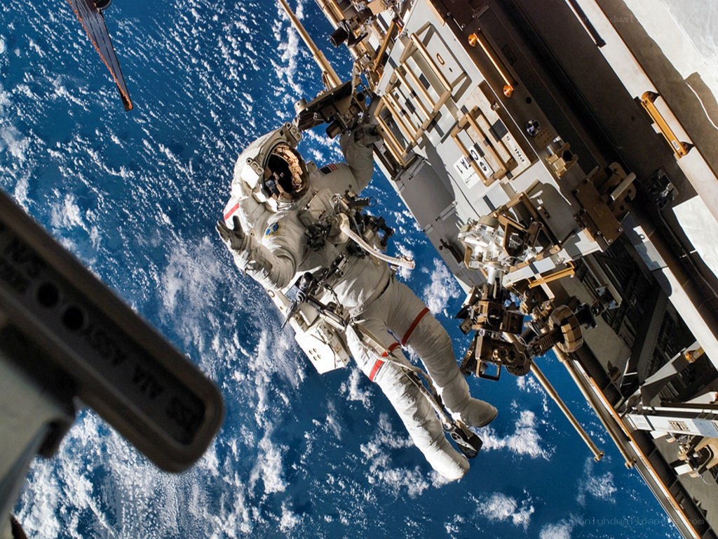 Astronaut performing spacewalk