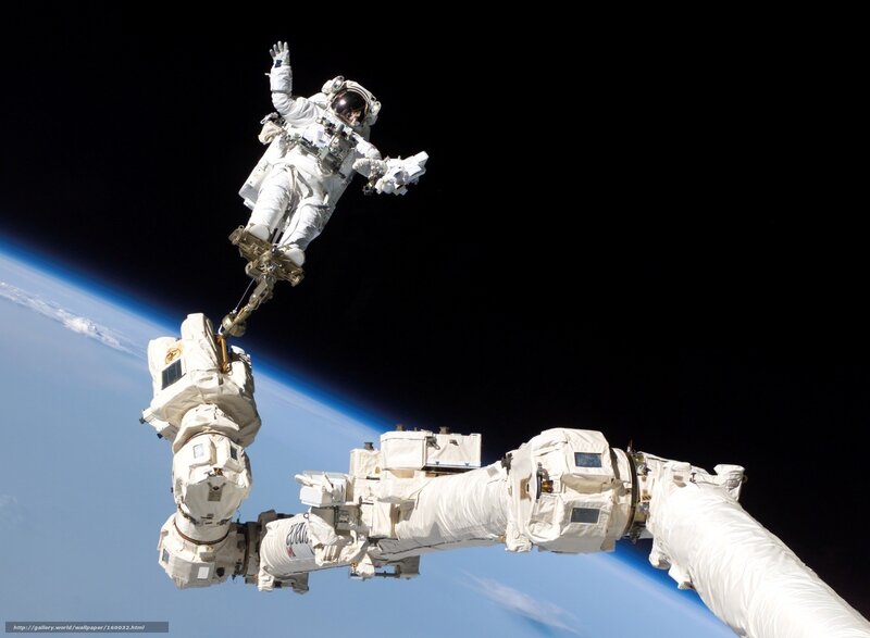 Astronaut performing spacewalk