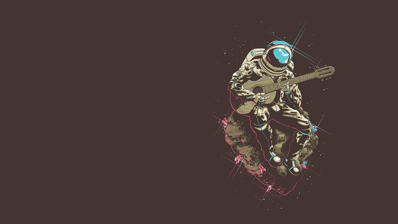 Astronaut Playing Guitar — Brown, Calm