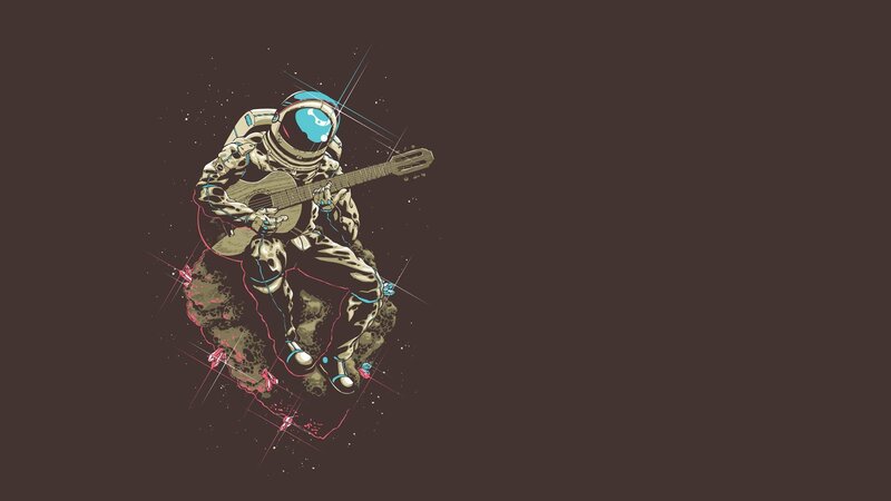 Astronaut Playing Guitar — Brown