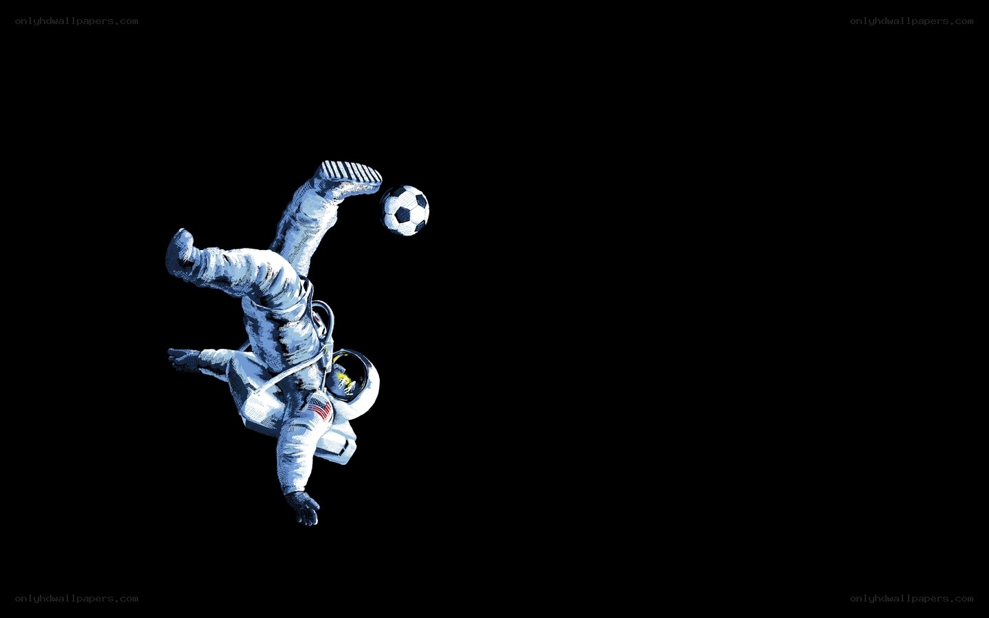 Astronaut playing soccer in space
