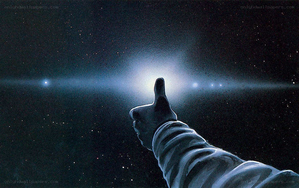 astronaut pointing at stars