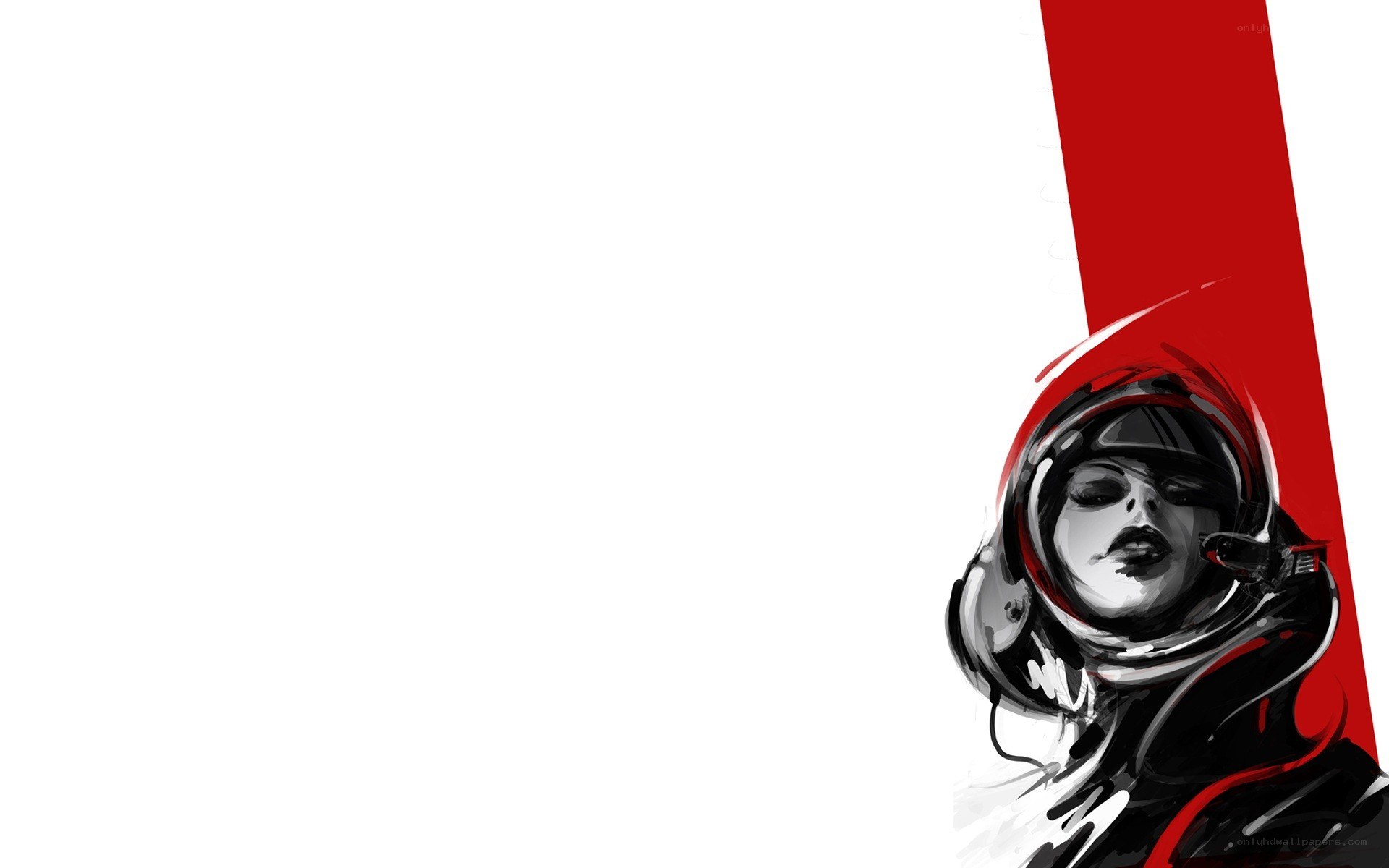 astronaut portrait with red accent