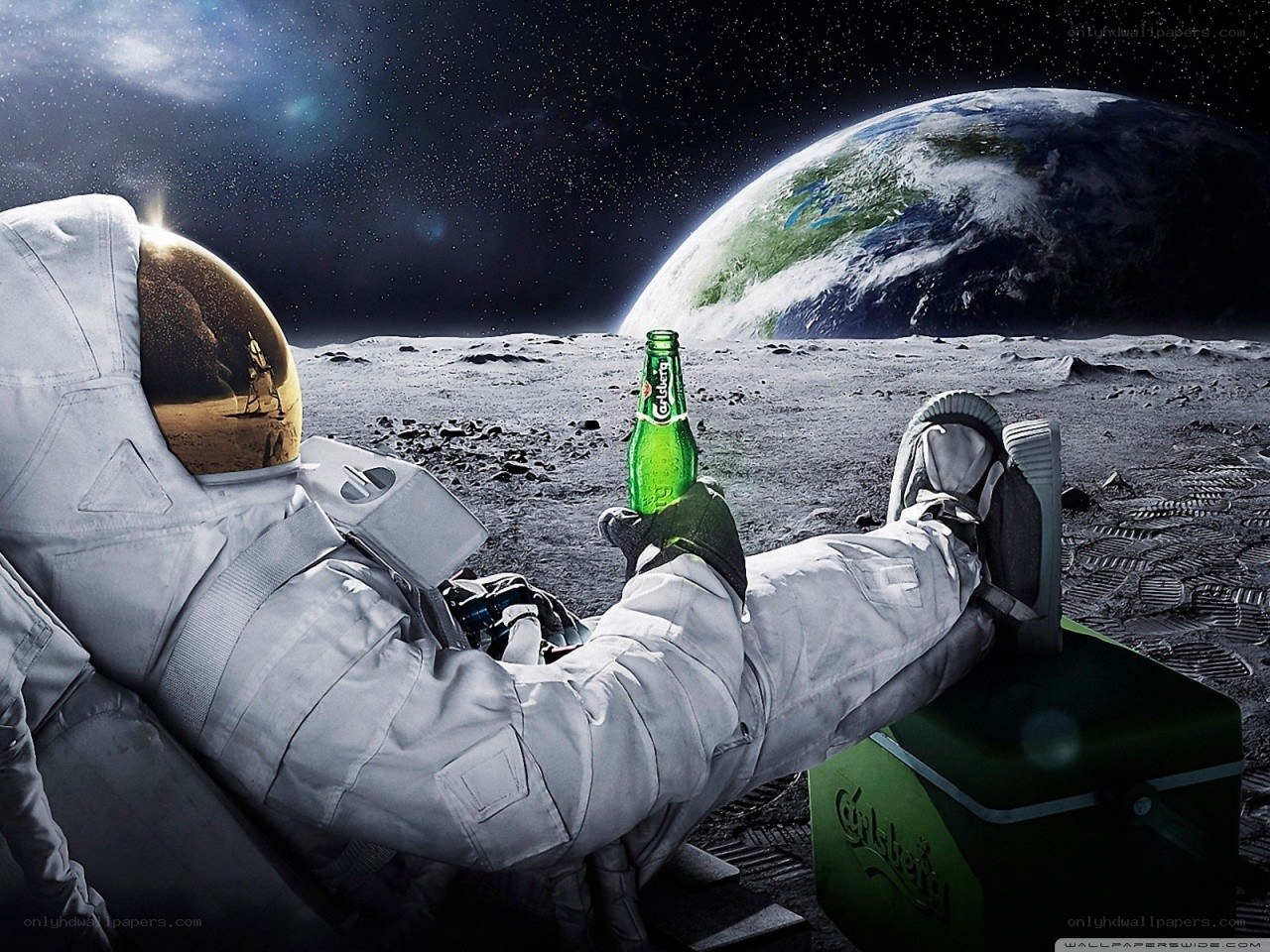 Astronaut relaxing on the moon