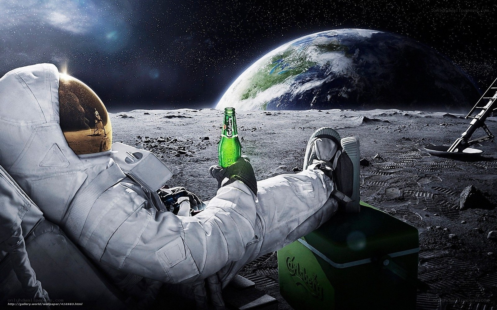 Astronaut relaxing on the moon