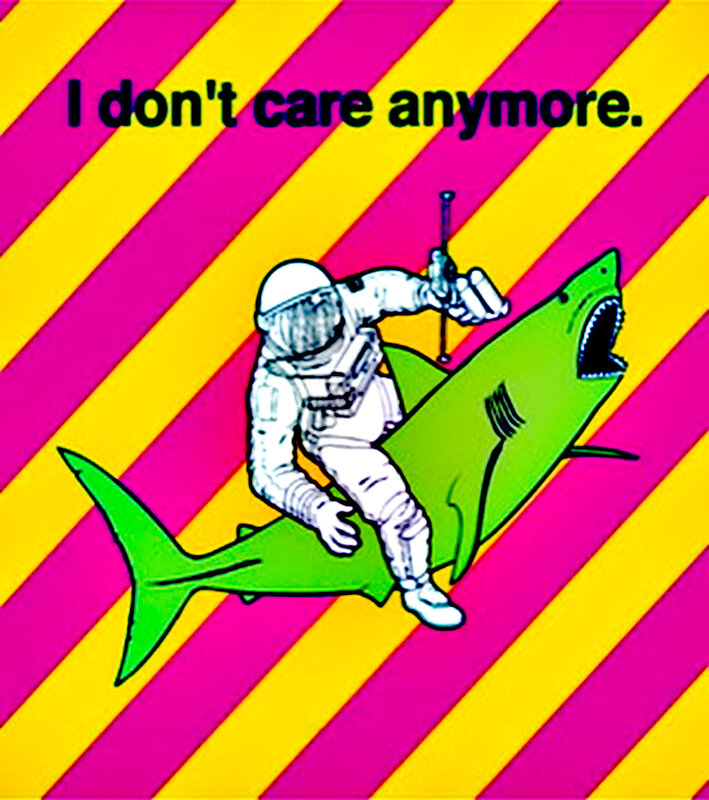 astronaut riding shark