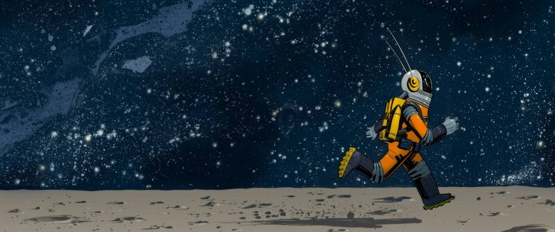 Astronaut Running on Moon