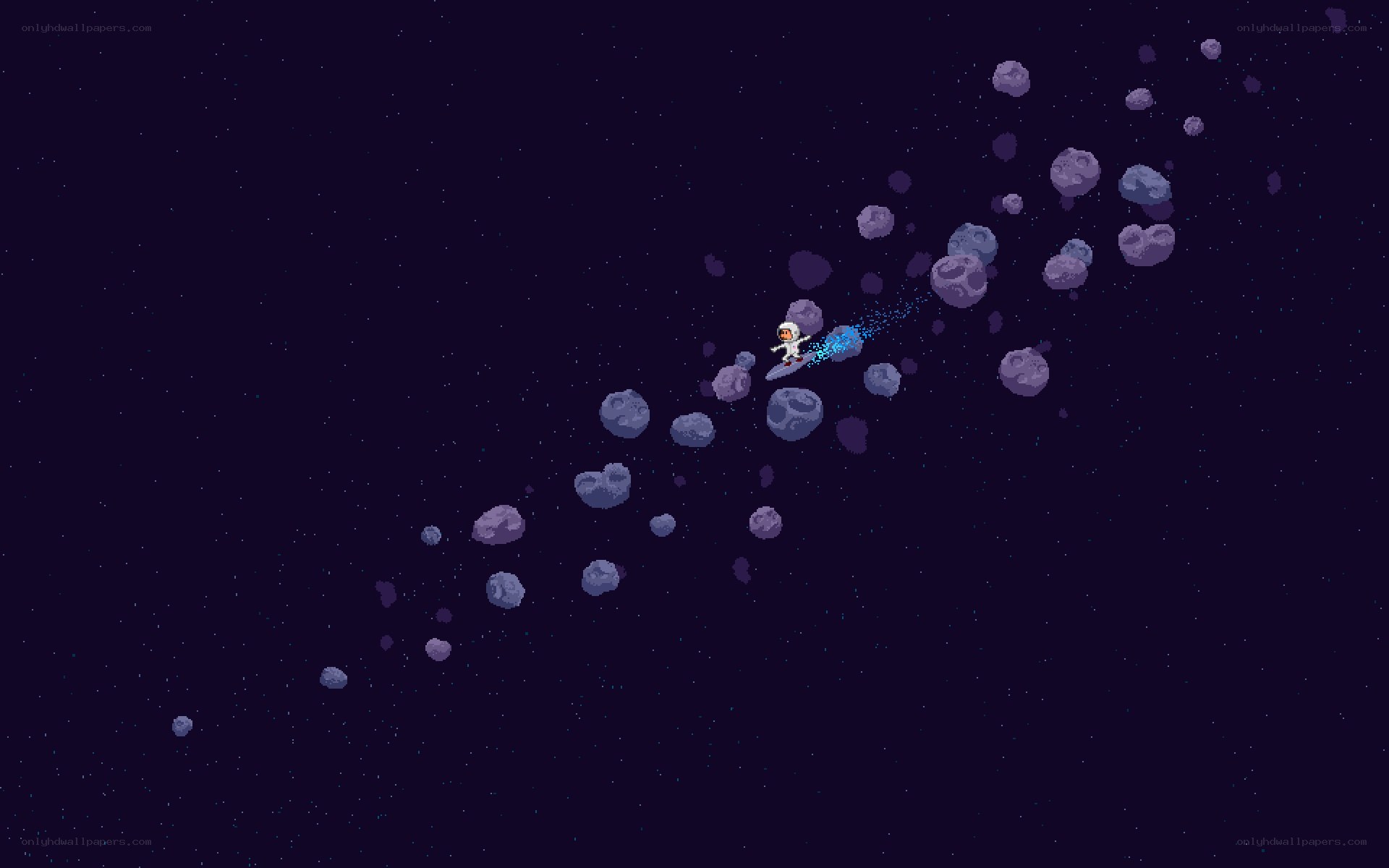 astronaut surfing asteroids