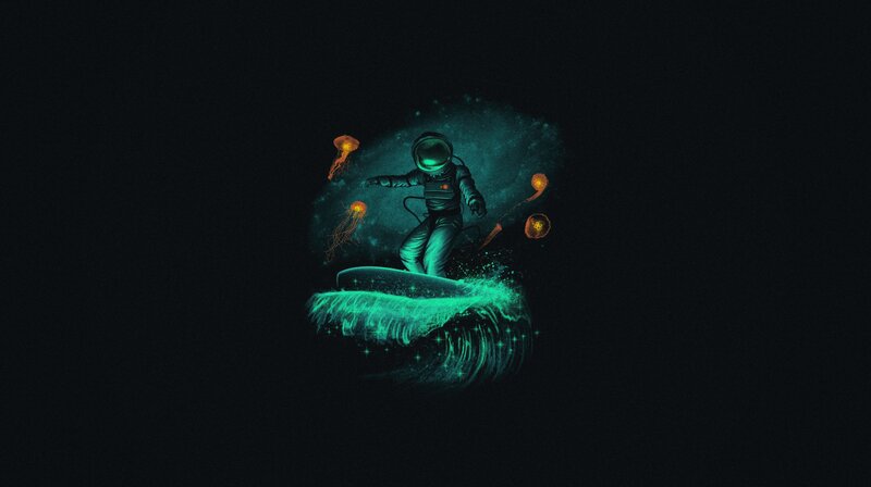 Astronaut Surfing Wave