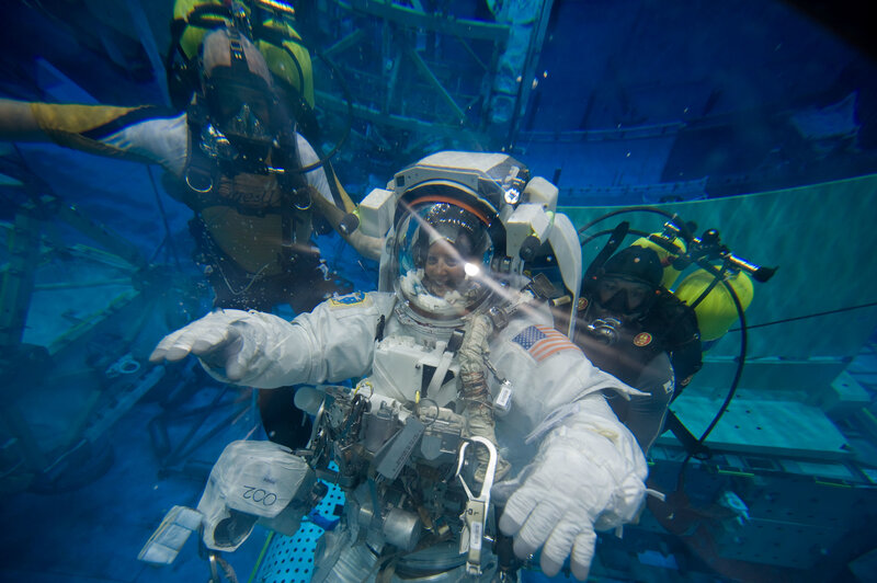 Astronaut training underwater