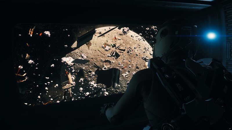 Astronaut Viewing Asteroid
