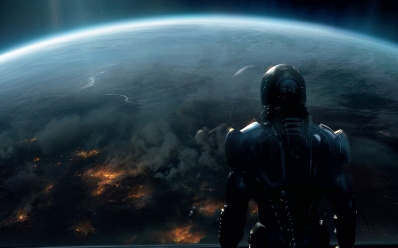 Astronaut Viewing Planet — Black