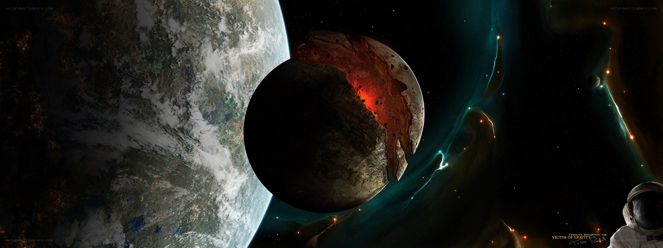 Astronaut views shattered planet