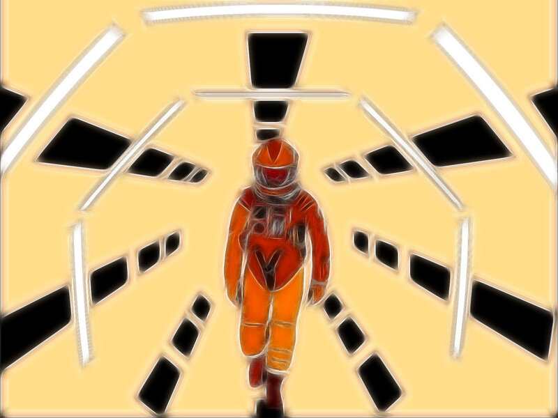 astronaut walking in tunnel