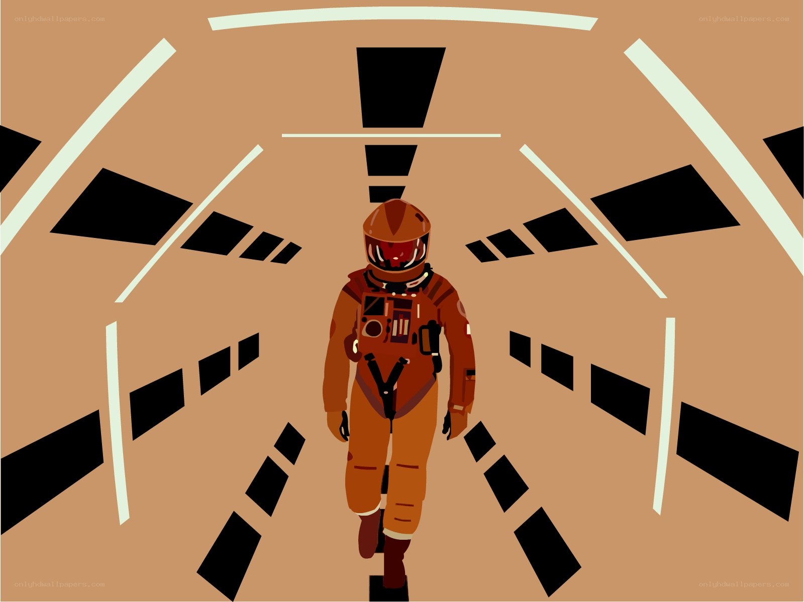 astronaut walking in tunnel