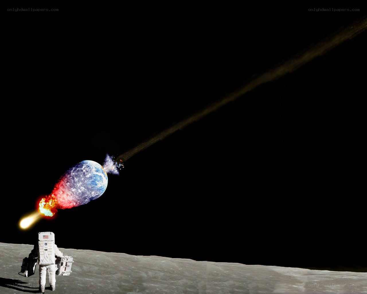 Astronaut watches Earth explode