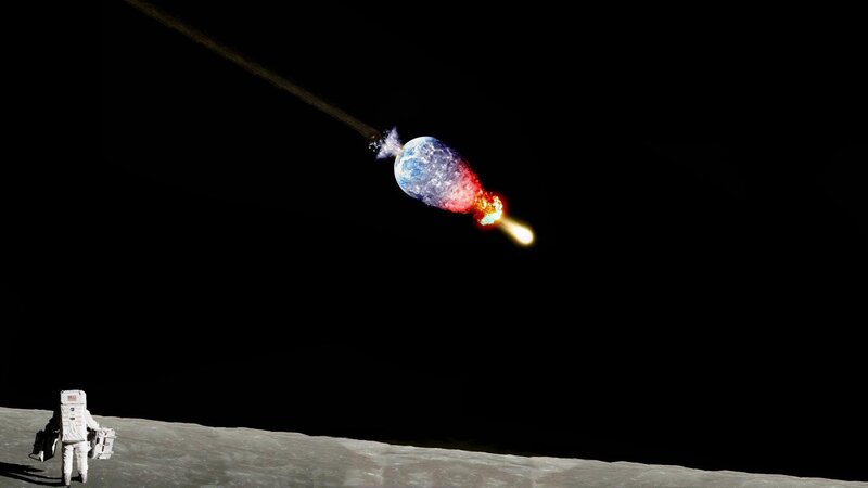 Astronaut watches Earth explode