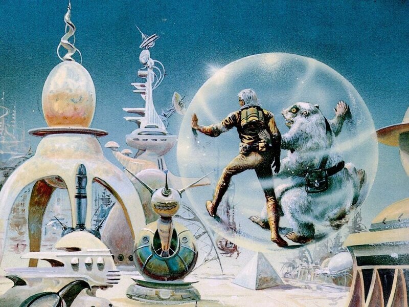Astronaut with Bear in Bubble