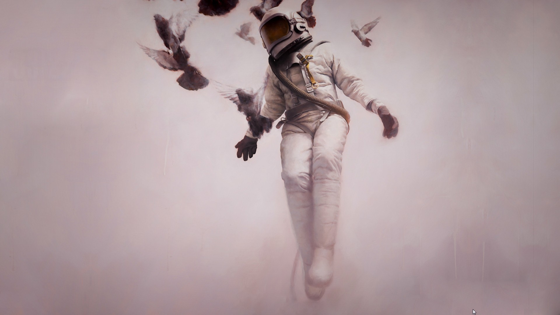 astronaut with birds