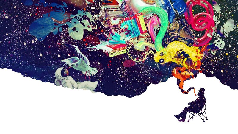 Astronaut with Birds — Black