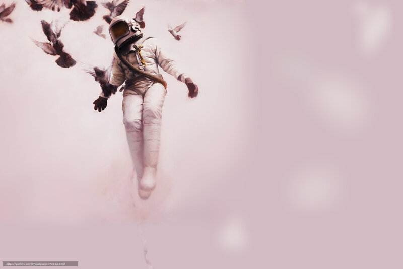 astronaut with birds