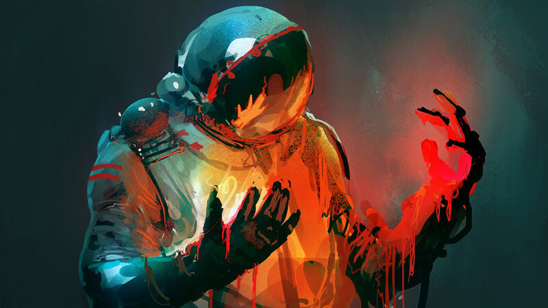 Astronaut with Blood