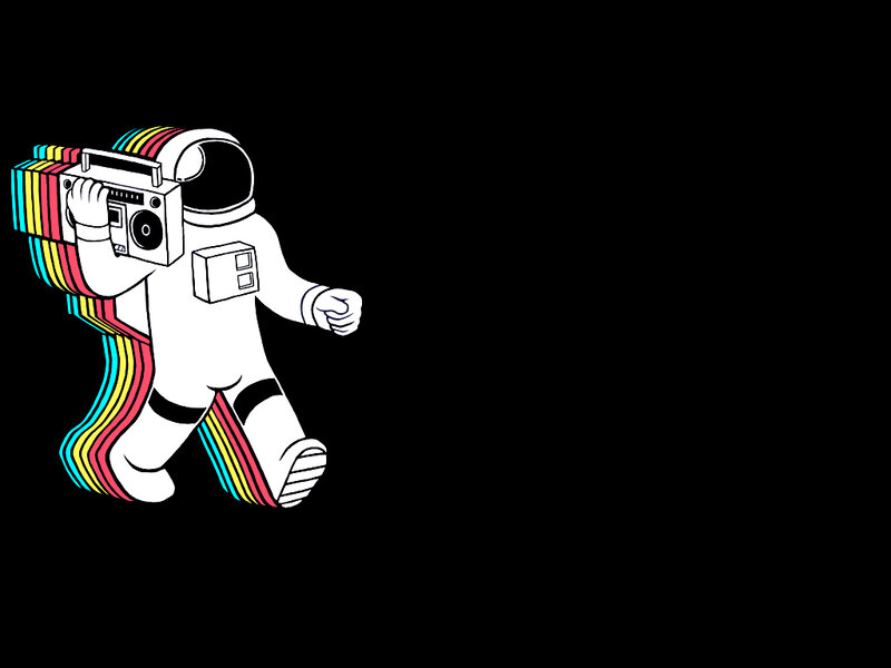 Astronaut with Boombox — Black