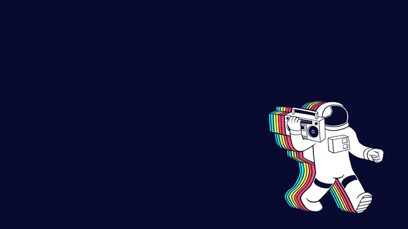 Astronaut with Boombox — Blue, Playful