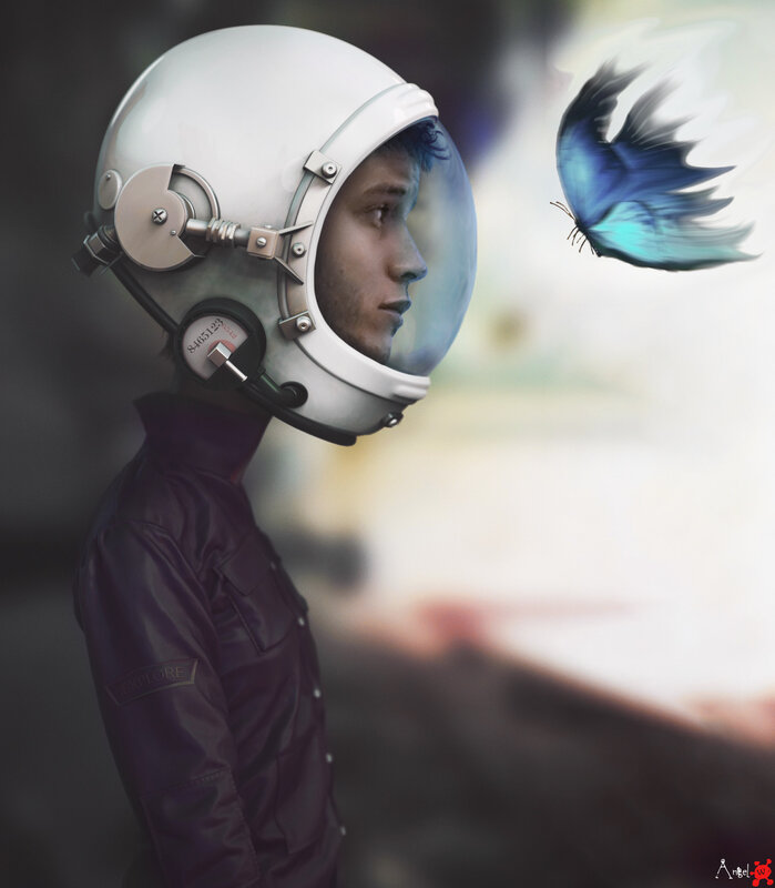 Astronaut with Butterfly