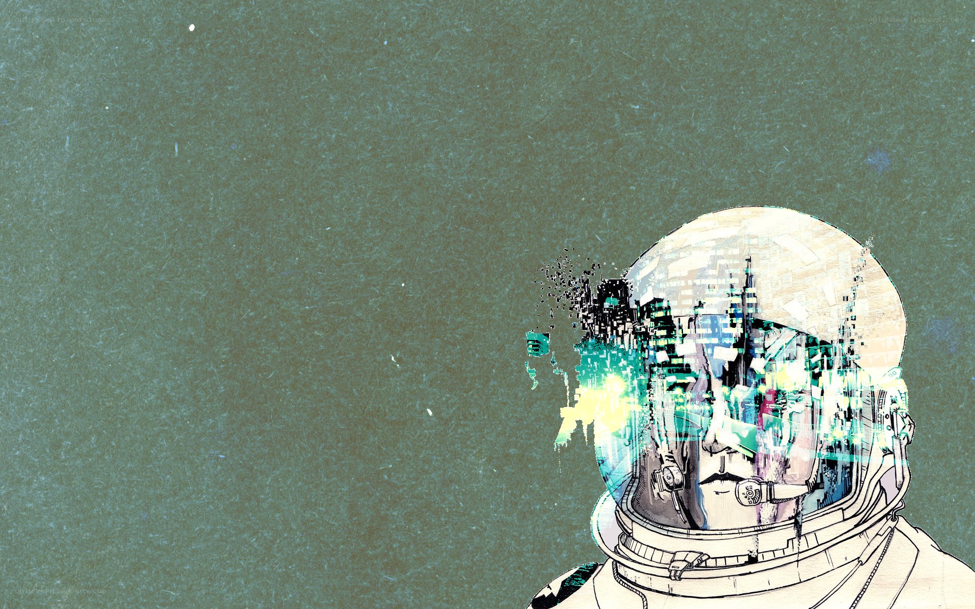 astronaut with digital city