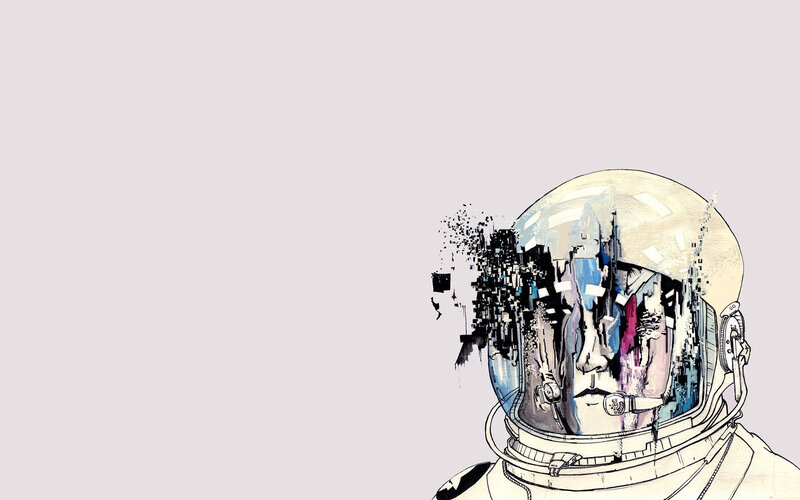 astronaut with digital distortion
