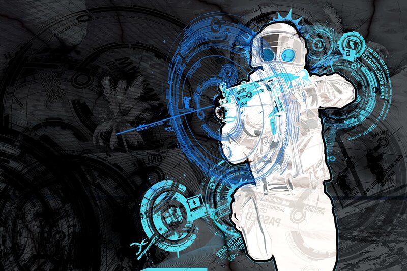 astronaut with digital interface