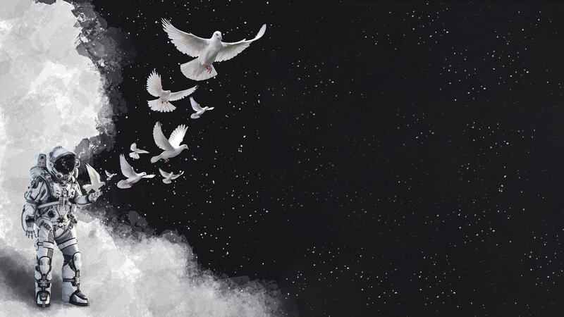 Astronaut with Doves