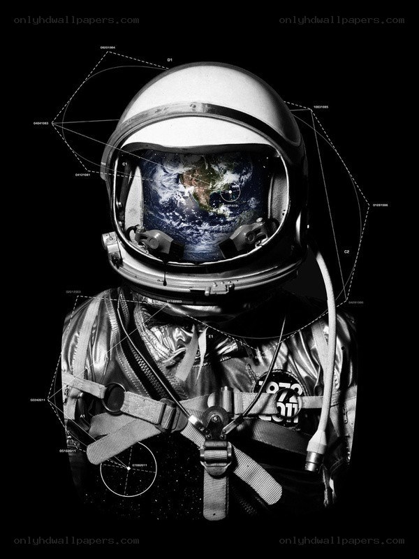 Astronaut with Earth in helmet