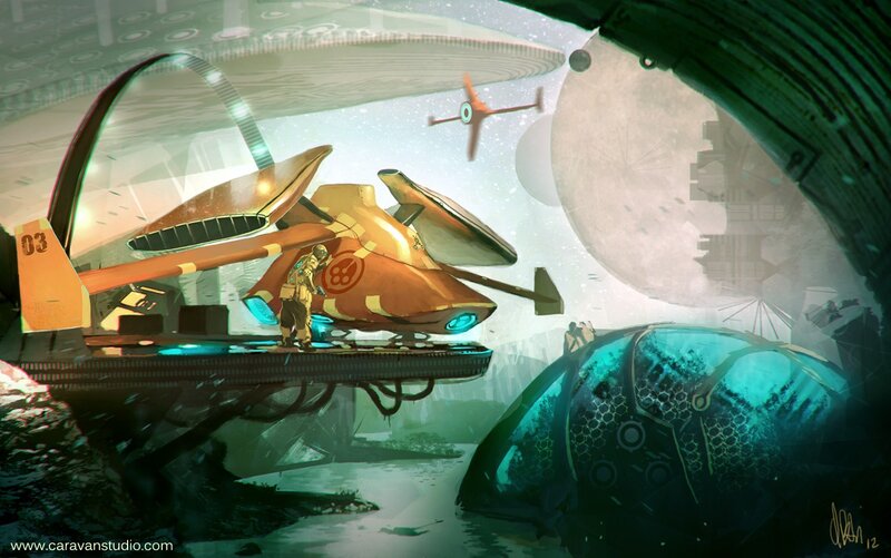 Astronaut with Futuristic Aircraft