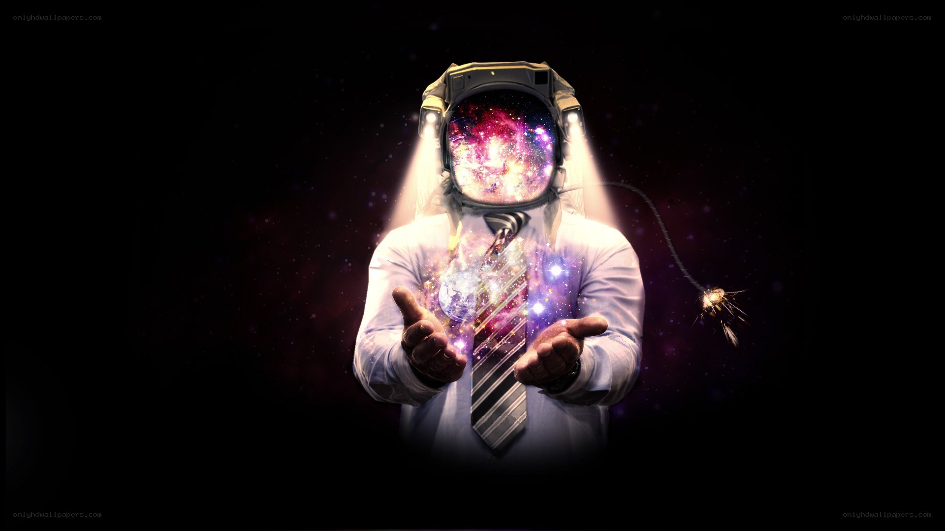 astronaut with galaxy helmet