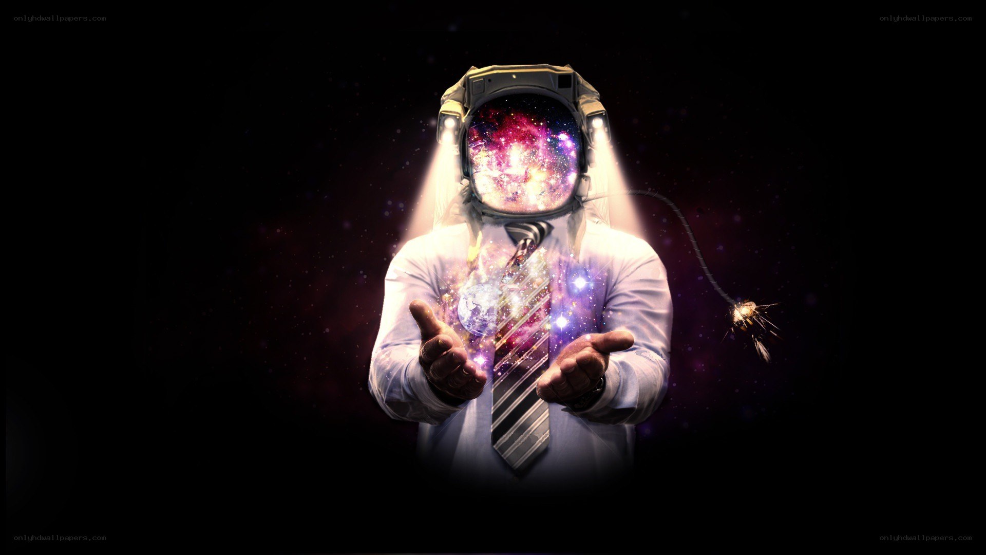 astronaut with galaxy helmet