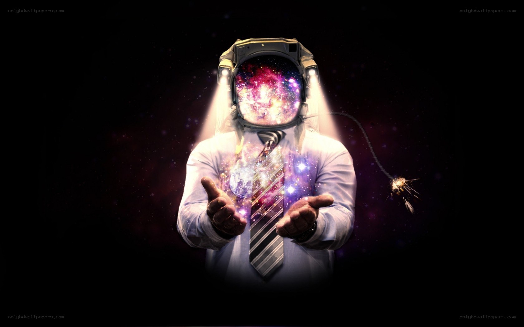 astronaut with galaxy helmet