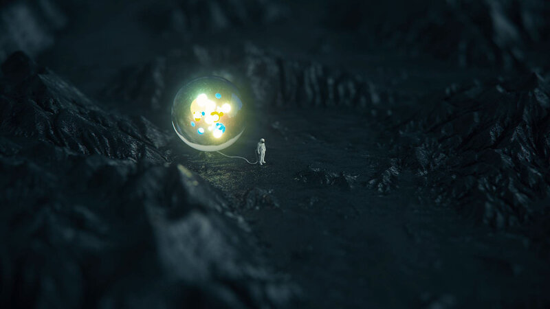 Astronaut with Glowing Orb