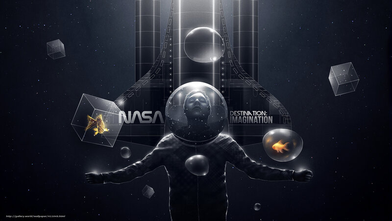 Astronaut with goldfish in space