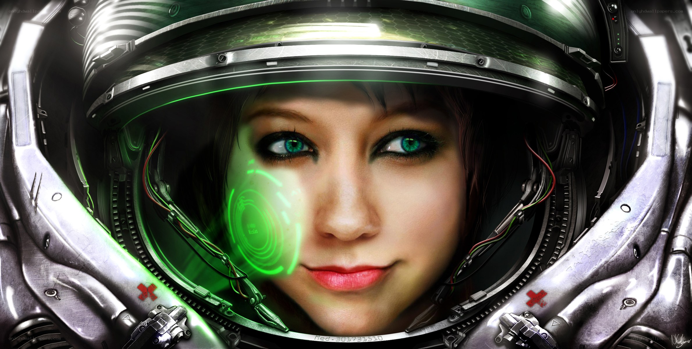 astronaut with green visor