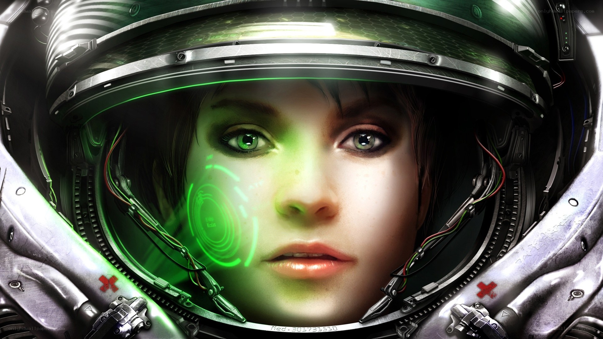 astronaut with green visor