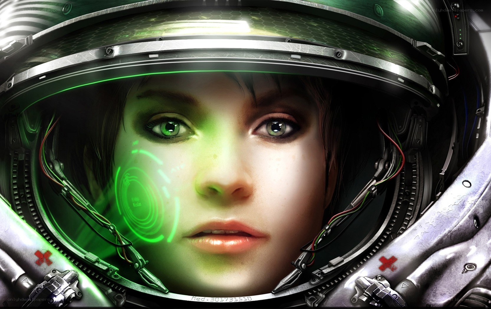 astronaut with green visor