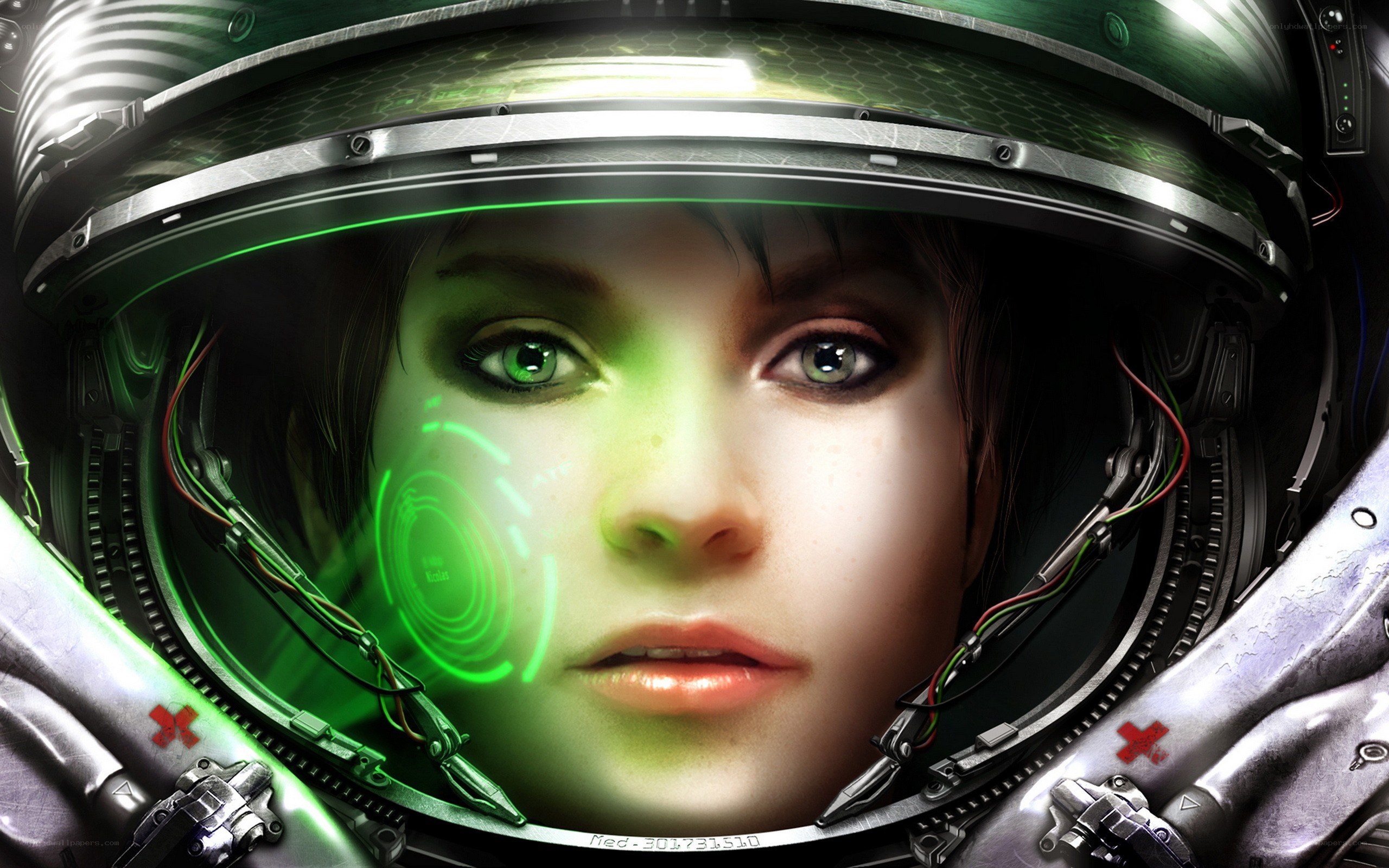astronaut with green visor